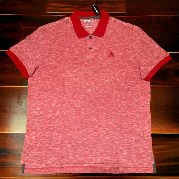 Express Other - Express Pique Polo Shirt Mens XL Small Lion Red Heathered Breathable Summer New
